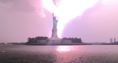 LIghtning hits Statue of Liberty