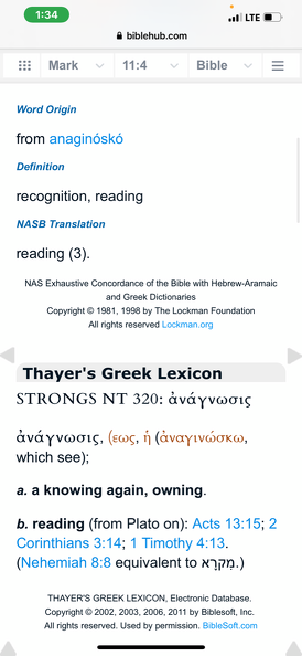 Mark 11.4 - Strongs 320 - anaginosko .PNG