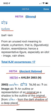 STRONGS H6754 - tselem - Ancient Hebrew
