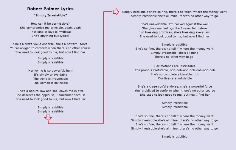 Robert Palmer - Simply Irrisistable lyrics
