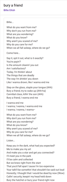Billie Ellish bury a friend lyrics pt 1