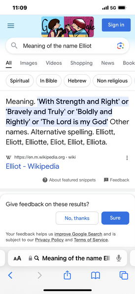 ELLIOT name meaning - With strength and right