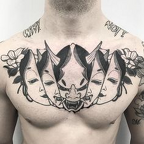 Tattoo - woman head split into devil